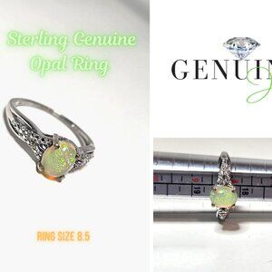 Sterling Genuine Opal Oval Ring